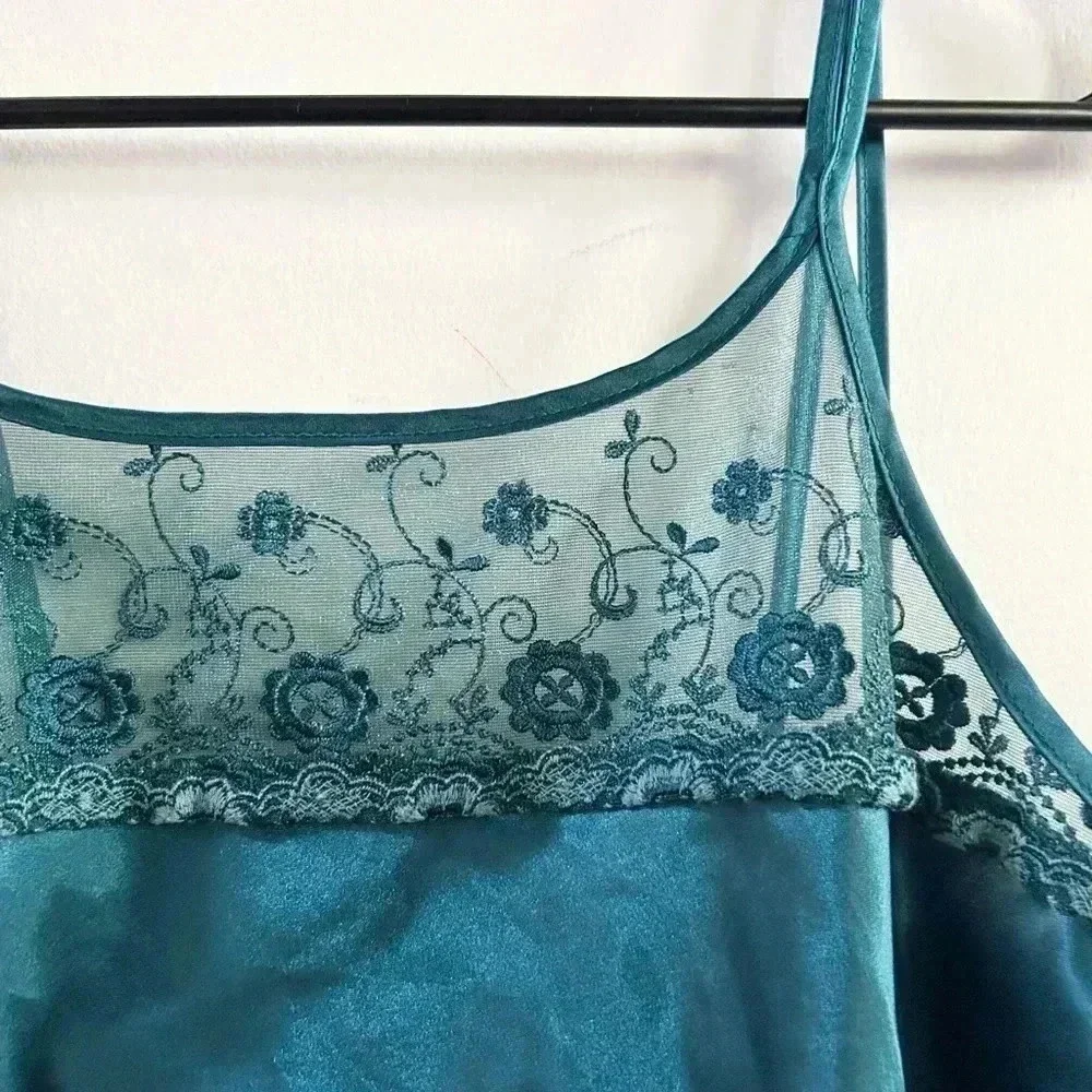 Vintage‎ teal slip dress small - Picture 2 of 5